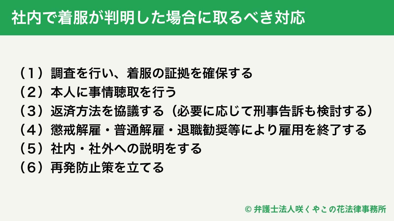 社内で着服が判明した場合に取るべき対応