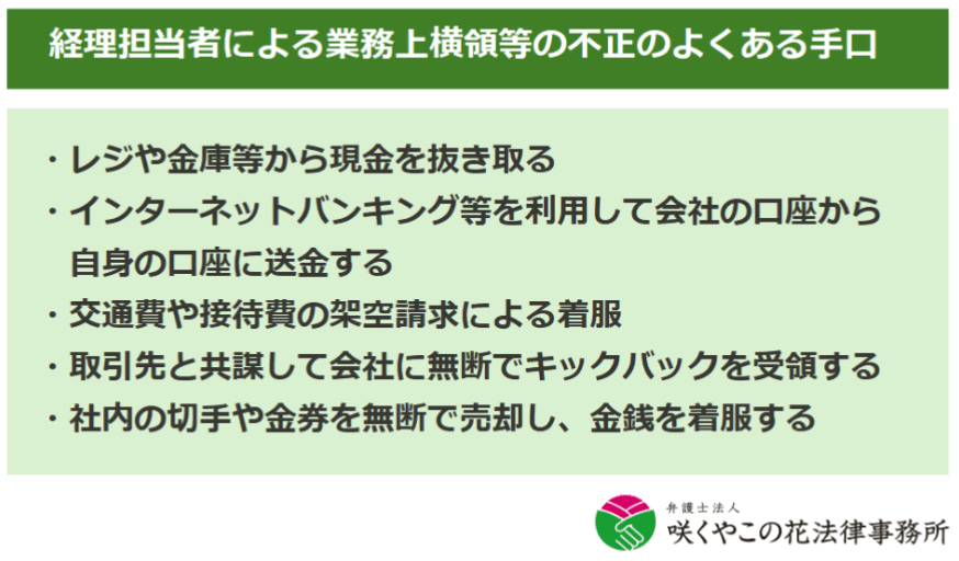 経理による業務上横領等の手口は?