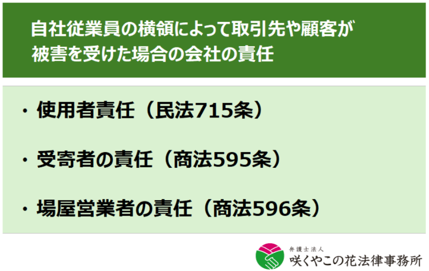 取引先や顧客が横領被害を受けた場合の会社の責任は？
