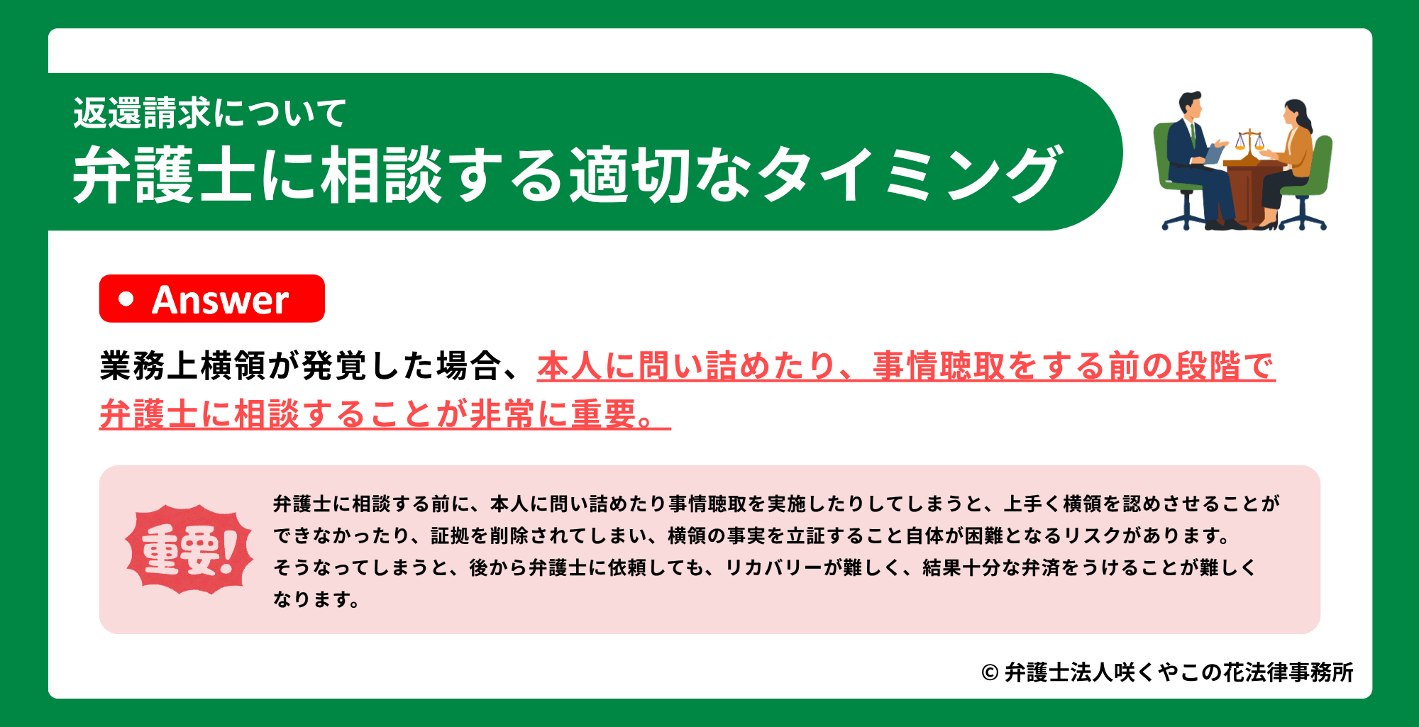 返還請求について弁護士に相談する適切なタイミング